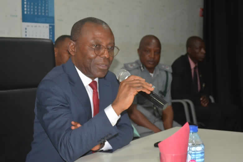 The Auditor-General for the Federation, Anthony Mkpe Ayine, speaking during a visit to the Nigeria Customs Service Headquarters on Thursday 15th August, 2019 in Abuja.